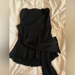Black Ribbed Knit Top